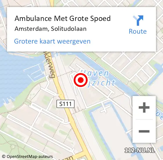 Locatie op kaart van de 112 melding: Ambulance Met Grote Spoed Naar Amsterdam, Solitudolaan op 11 april 2024 20:05