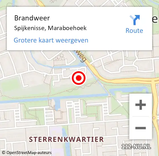 Locatie op kaart van de 112 melding: Brandweer Spijkenisse, Maraboehoek op 11 april 2024 20:45