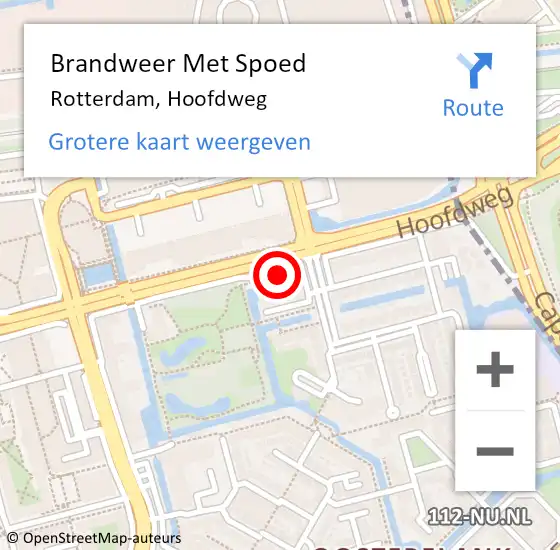 Locatie op kaart van de 112 melding: Brandweer Met Spoed Naar Rotterdam, Hoofdweg op 11 april 2024 21:39