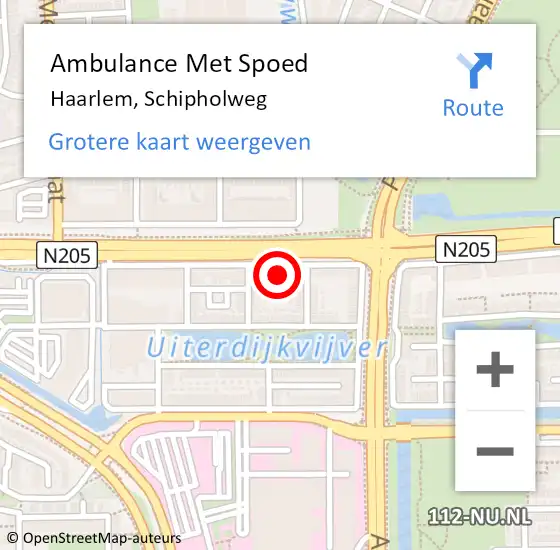 Locatie op kaart van de 112 melding: Ambulance Met Spoed Naar Haarlem, Schipholweg op 11 april 2024 21:44