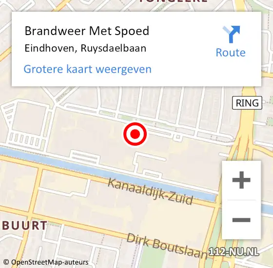 Locatie op kaart van de 112 melding: Brandweer Met Spoed Naar Eindhoven, Ruysdaelbaan op 11 april 2024 21:49