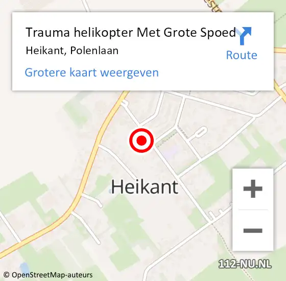 Locatie op kaart van de 112 melding: Trauma helikopter Met Grote Spoed Naar Heikant, Polenlaan op 11 april 2024 21:53