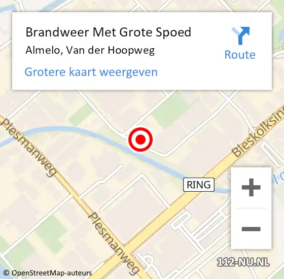 Locatie op kaart van de 112 melding: Brandweer Met Grote Spoed Naar Almelo, Van der Hoopweg op 11 april 2024 21:53