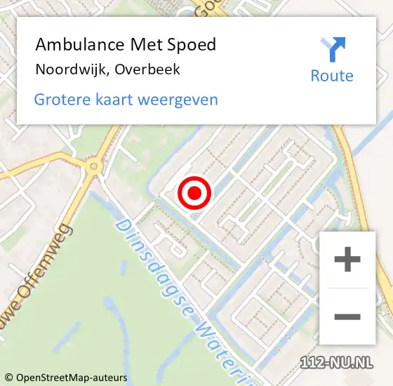 Locatie op kaart van de 112 melding: Ambulance Met Spoed Naar Noordwijk, Overbeek op 11 april 2024 21:57