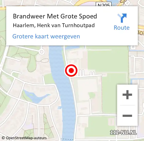 Locatie op kaart van de 112 melding: Brandweer Met Grote Spoed Naar Haarlem, Henk van Turnhoutpad op 11 april 2024 22:23