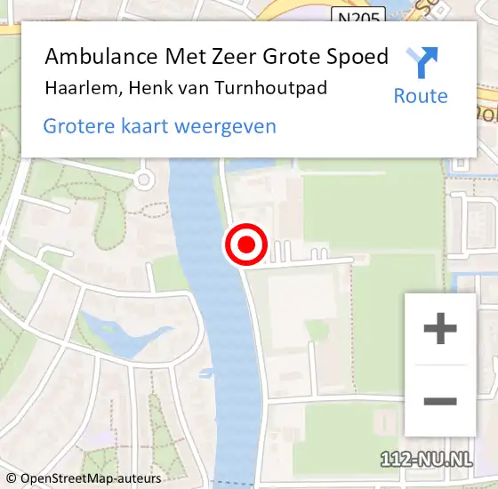 Locatie op kaart van de 112 melding: Ambulance Met Zeer Grote Spoed Naar Haarlem, Henk van Turnhoutpad op 11 april 2024 22:23