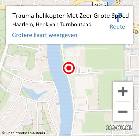 Locatie op kaart van de 112 melding: Trauma helikopter Met Zeer Grote Spoed Naar Haarlem, Henk van Turnhoutpad op 11 april 2024 22:23