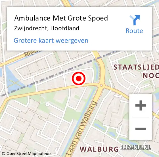 Locatie op kaart van de 112 melding: Ambulance Met Grote Spoed Naar Zwijndrecht, Hoofdland op 11 april 2024 22:32