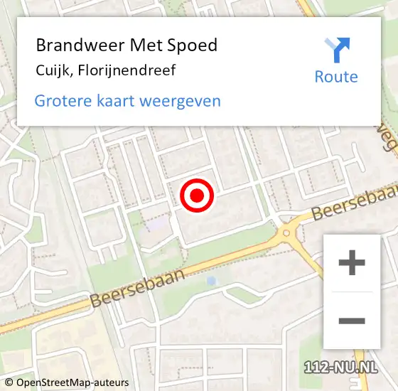 Locatie op kaart van de 112 melding: Brandweer Met Spoed Naar Cuijk, Florijnendreef op 11 april 2024 22:41