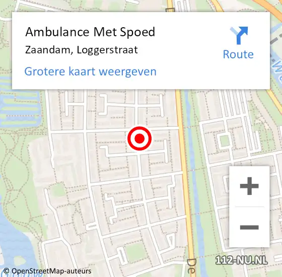 Locatie op kaart van de 112 melding: Ambulance Met Spoed Naar Zaandam, Loggerstraat op 11 april 2024 23:01