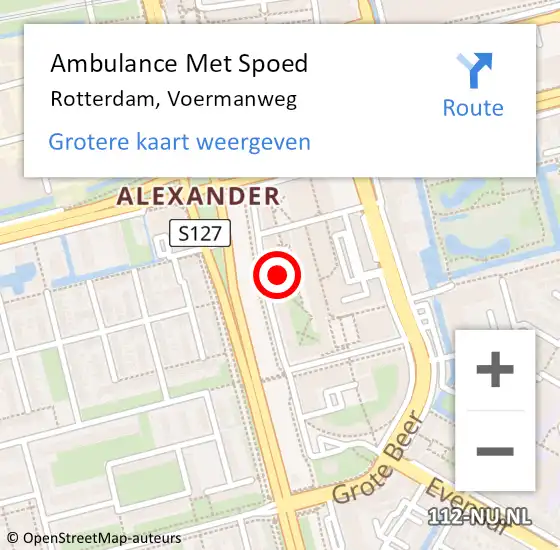 Locatie op kaart van de 112 melding: Ambulance Met Spoed Naar Rotterdam, Voermanweg op 11 april 2024 23:47