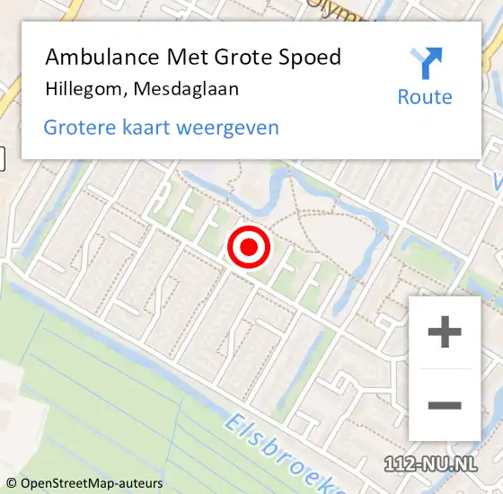 Locatie op kaart van de 112 melding: Ambulance Met Grote Spoed Naar Hillegom, Mesdaglaan op 12 april 2024 00:32