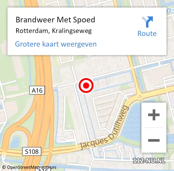 Locatie op kaart van de 112 melding: Brandweer Met Spoed Naar Rotterdam, Kralingseweg op 12 april 2024 00:54