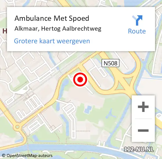 Locatie op kaart van de 112 melding: Ambulance Met Spoed Naar Alkmaar, Hertog Aalbrechtweg op 12 april 2024 02:30