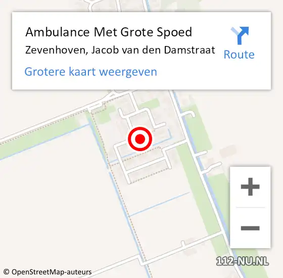 Locatie op kaart van de 112 melding: Ambulance Met Grote Spoed Naar Zevenhoven, Jacob van den Damstraat op 12 april 2024 02:36