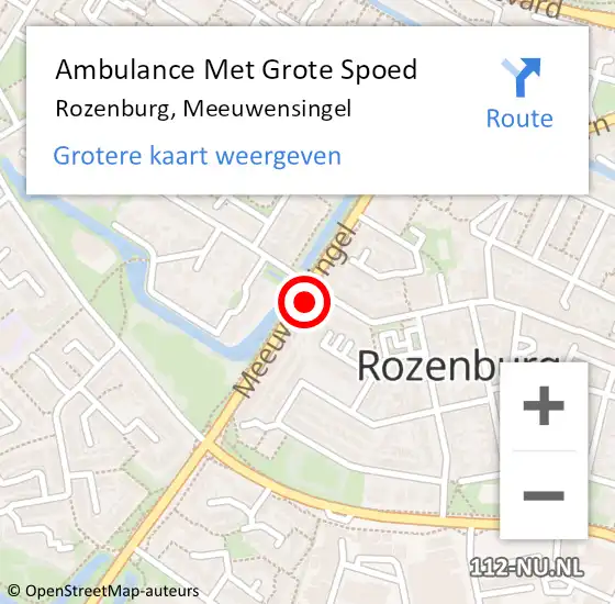Locatie op kaart van de 112 melding: Ambulance Met Grote Spoed Naar Rozenburg, Meeuwensingel op 12 april 2024 03:15