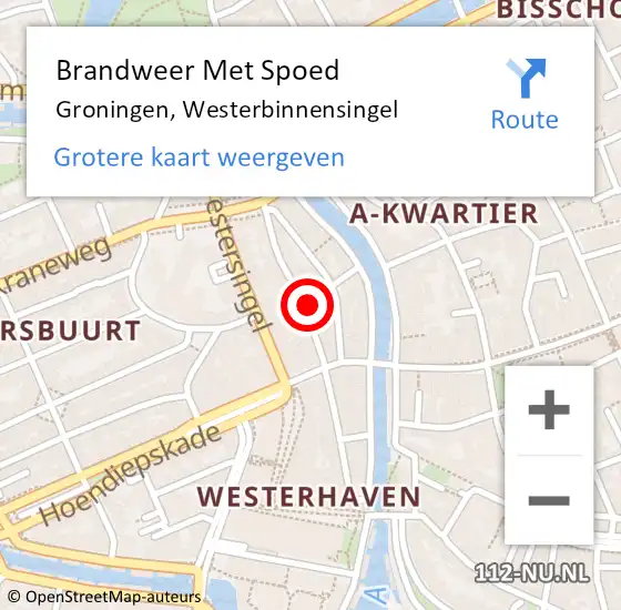 Locatie op kaart van de 112 melding: Brandweer Met Spoed Naar Groningen, Westerbinnensingel op 12 april 2024 04:02