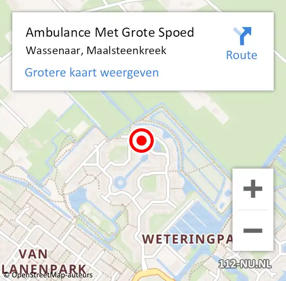 Locatie op kaart van de 112 melding: Ambulance Met Grote Spoed Naar Wassenaar, Maalsteenkreek op 12 april 2024 06:29