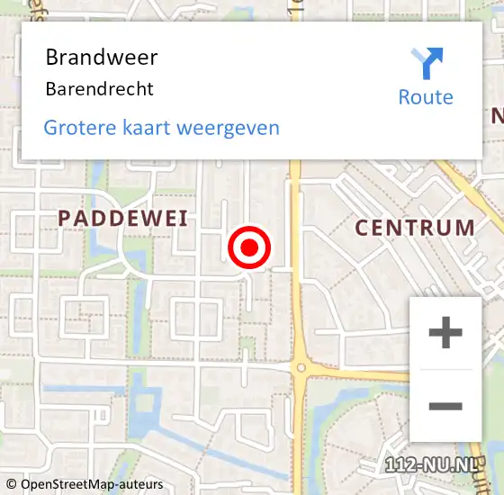 Locatie op kaart van de 112 melding: Brandweer Barendrecht op 12 april 2024 07:26