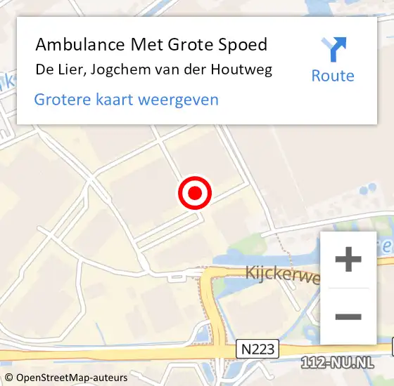 Locatie op kaart van de 112 melding: Ambulance Met Grote Spoed Naar De Lier, Jogchem van der Houtweg op 12 april 2024 07:27