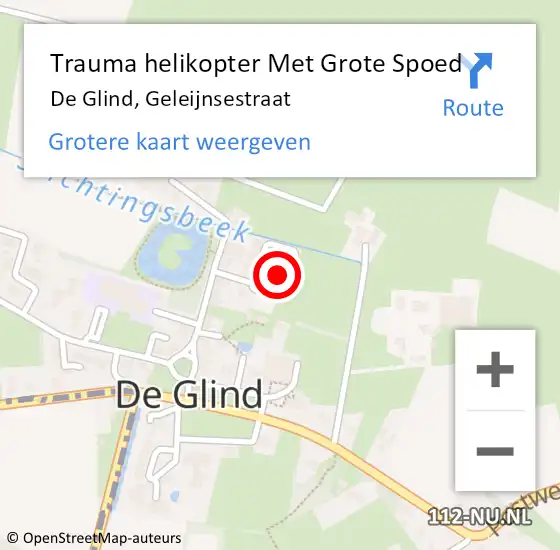 Locatie op kaart van de 112 melding: Trauma helikopter Met Grote Spoed Naar De Glind, Geleijnsestraat op 12 april 2024 07:38