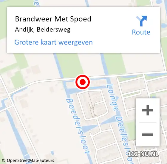 Locatie op kaart van de 112 melding: Brandweer Met Spoed Naar Andijk, Beldersweg op 12 april 2024 08:19