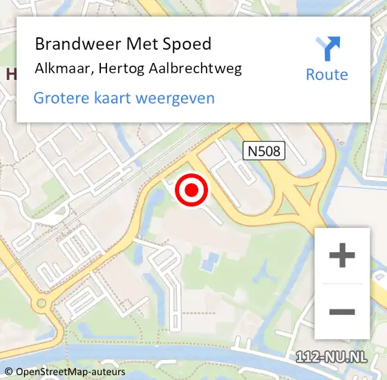 Locatie op kaart van de 112 melding: Brandweer Met Spoed Naar Alkmaar, Hertog Aalbrechtweg op 12 april 2024 08:33