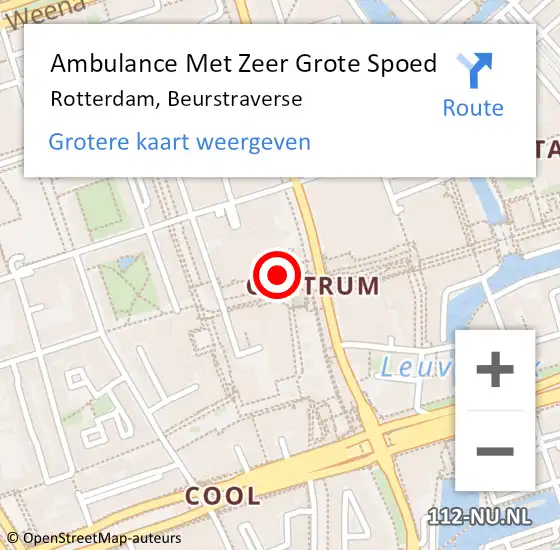 Locatie op kaart van de 112 melding: Ambulance Met Zeer Grote Spoed Naar Rotterdam, Beurstraverse op 12 april 2024 08:40