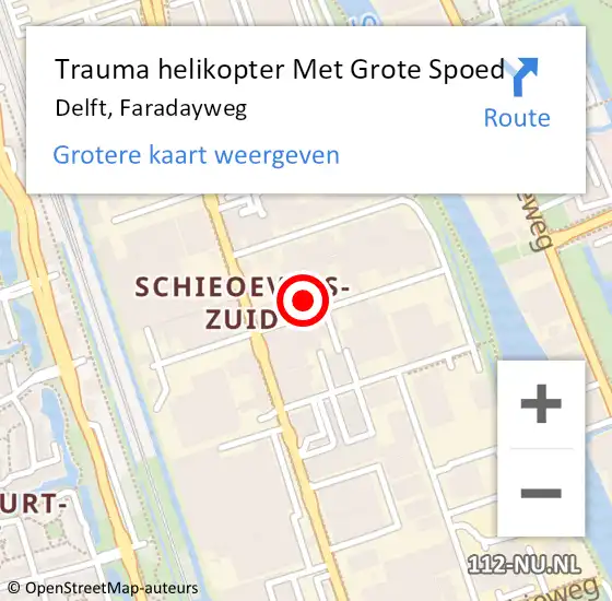 Locatie op kaart van de 112 melding: Trauma helikopter Met Grote Spoed Naar Delft, Faradayweg op 12 april 2024 08:43