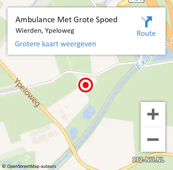 Locatie op kaart van de 112 melding: Ambulance Met Grote Spoed Naar Wierden, Ypeloweg op 12 april 2024 08:56