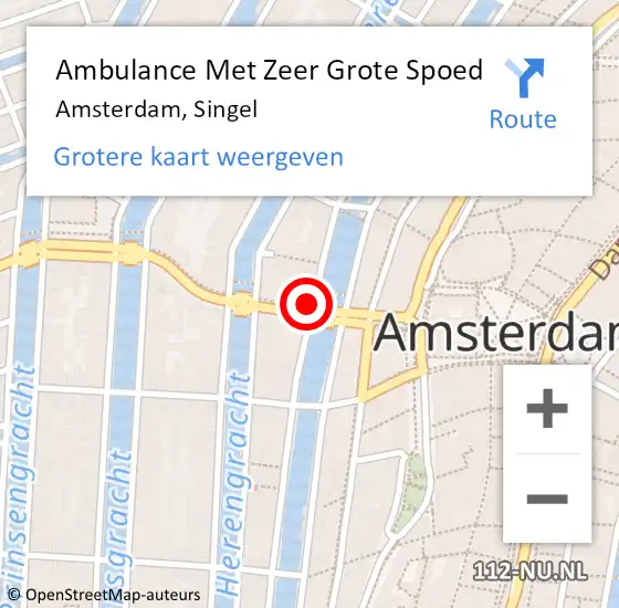 Locatie op kaart van de 112 melding: Ambulance Met Zeer Grote Spoed Naar Amsterdam, Singel op 12 april 2024 09:12