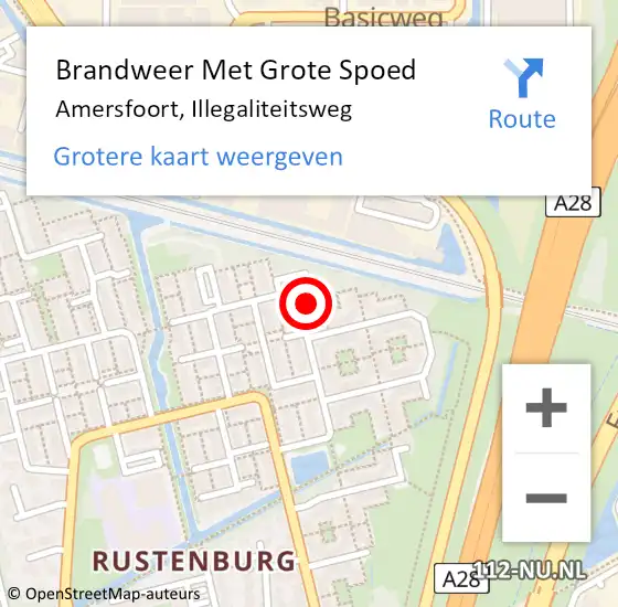 Locatie op kaart van de 112 melding: Brandweer Met Grote Spoed Naar Amersfoort, Illegaliteitsweg op 12 april 2024 09:15