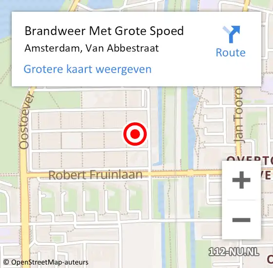 Locatie op kaart van de 112 melding: Brandweer Met Grote Spoed Naar Amsterdam, Van Abbestraat op 12 april 2024 09:20