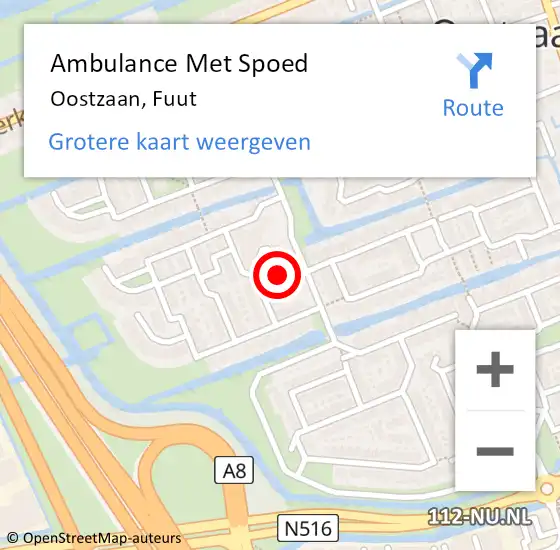 Locatie op kaart van de 112 melding: Ambulance Met Spoed Naar Oostzaan, Fuut op 12 april 2024 09:54