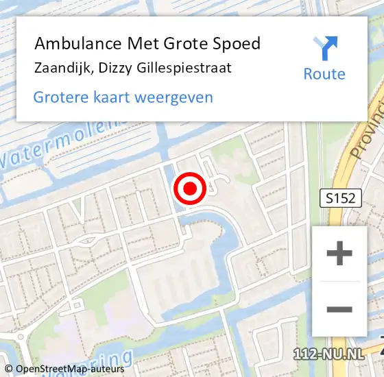 Locatie op kaart van de 112 melding: Ambulance Met Grote Spoed Naar Zaandijk, Dizzy Gillespiestraat op 12 april 2024 10:13