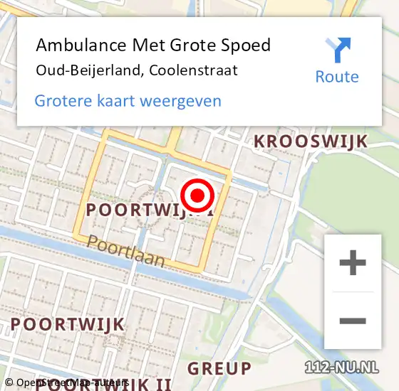 Locatie op kaart van de 112 melding: Ambulance Met Grote Spoed Naar Oud-Beijerland, Coolenstraat op 12 april 2024 10:44