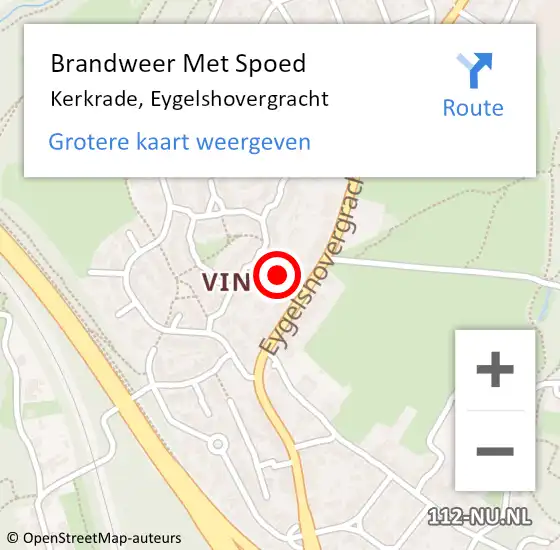 Locatie op kaart van de 112 melding: Brandweer Met Spoed Naar Kerkrade, Eygelshovergracht op 12 april 2024 10:51