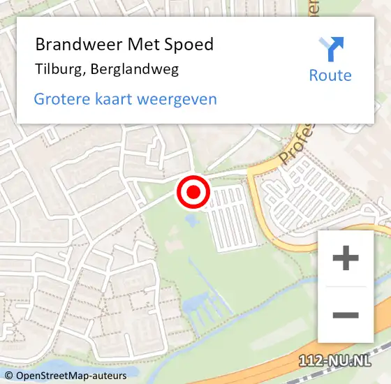 Locatie op kaart van de 112 melding: Brandweer Met Spoed Naar Tilburg, Berglandweg op 12 april 2024 10:52