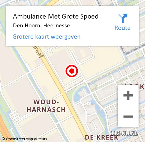 Locatie op kaart van de 112 melding: Ambulance Met Grote Spoed Naar Den Hoorn, Heernesse op 12 april 2024 11:02