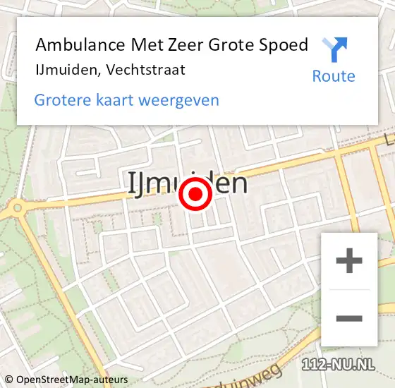Locatie op kaart van de 112 melding: Ambulance Met Zeer Grote Spoed Naar IJmuiden, Vechtstraat op 12 april 2024 11:09