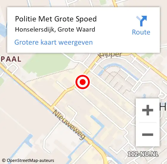 Locatie op kaart van de 112 melding: Politie Met Grote Spoed Naar Honselersdijk, Grote Waard op 12 april 2024 11:11