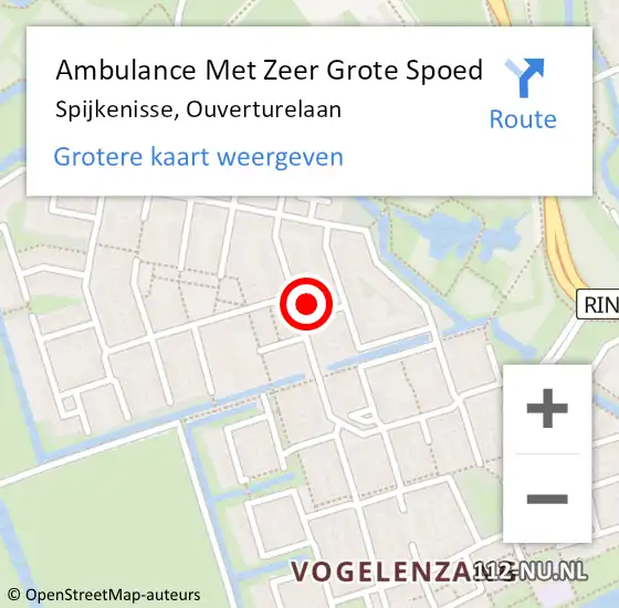 Locatie op kaart van de 112 melding: Ambulance Met Zeer Grote Spoed Naar Spijkenisse, Ouverturelaan op 12 april 2024 11:15