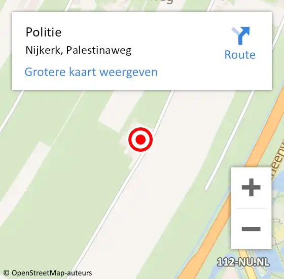 Locatie op kaart van de 112 melding: Politie Nijkerk, Palestinaweg op 12 april 2024 11:22