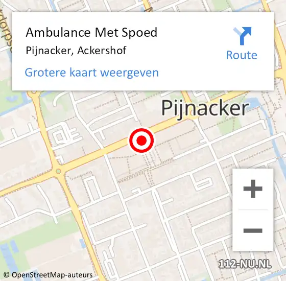 Locatie op kaart van de 112 melding: Ambulance Met Spoed Naar Pijnacker, Ackershof op 12 april 2024 11:41