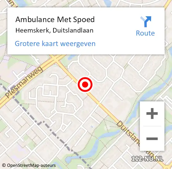 Locatie op kaart van de 112 melding: Ambulance Met Spoed Naar Heemskerk, Duitslandlaan op 12 april 2024 11:43