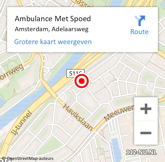 Locatie op kaart van de 112 melding: Ambulance Met Spoed Naar Amsterdam, Adelaarsweg op 12 april 2024 11:52