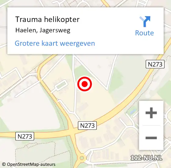 Locatie op kaart van de 112 melding: Trauma helikopter Haelen, Jagersweg op 12 april 2024 12:08