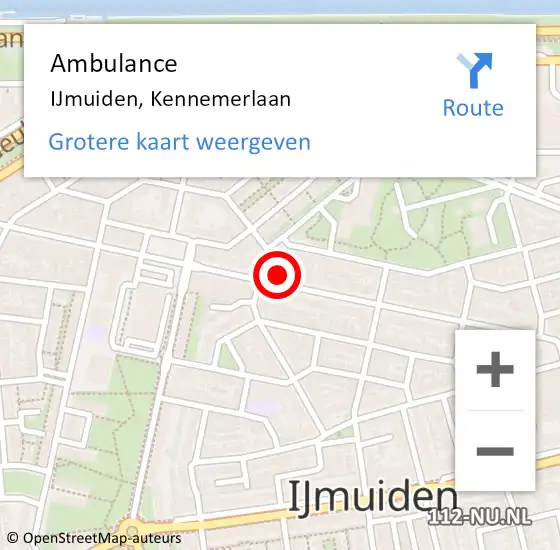 Locatie op kaart van de 112 melding: Ambulance IJmuiden, Kennemerlaan op 12 april 2024 12:21