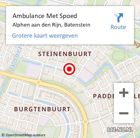 Locatie op kaart van de 112 melding: Ambulance Met Spoed Naar Alphen aan den Rijn, Batenstein op 12 april 2024 12:23