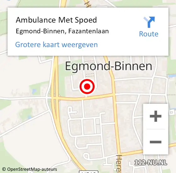 Locatie op kaart van de 112 melding: Ambulance Met Spoed Naar Egmond-Binnen, Fazantenlaan op 12 april 2024 12:28